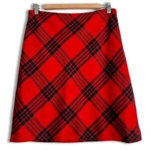 TALBOTS / Wool Blend A-Line Classic Red Plaid Mini Length Skirt Sz 4